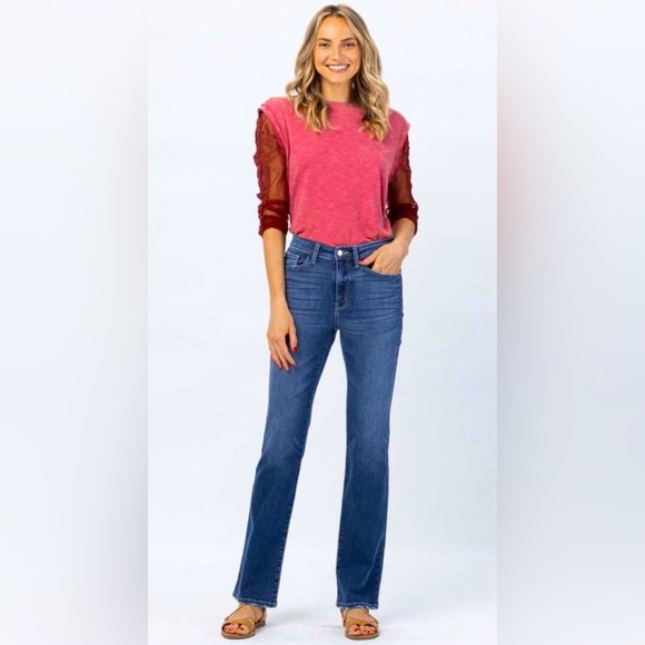 Judy Blue Bootcut Jeans 7 28 Long High Rise Western Cowgirl Dark Blue Wash - Picture 1 of 14